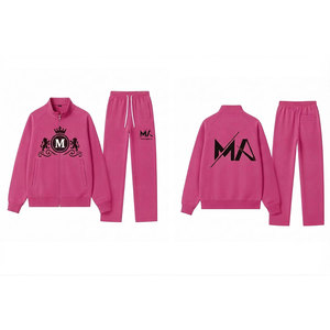 Unisex <b>Pink</b> <b>Tracksuit</b> <b>Set</b> 100% Polyester Full Zip 320 Gsm Matching Pants Casual Autumn Wear - Product Image 3