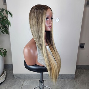 Peluca de Cabello Virgen Vietnamita Liso Extremo con Cierre 5x5 de Encaje Transparente, Doble Trama, con Mechas, Talla Mediana, Precio Mayorista - Product Image 1
