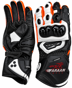 Gants de moto en cuir unisexes haut de gamme à doigts entiers, compatibles écran tactile, avec manchette longue, protection des articulations, paume renforcée et fermeture auto-agrippante - Product Image 1