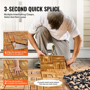 Piastrelle per Pavimenti da Esterno in Legno Massello a Incastro Fai-da-Te 12x12 Pollici, Impermeabili, in Pino Canforato, Confezione da 27, per Tutte le Condizioni Atmosferiche - Product Image 5