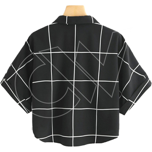 Chemise Homme Noire Unie à Col Mandarin, Coupe Courte, Manches Raglan, Coupe Droite Formelle, Style Été, en Flanelle de Coton Biologique à Séchage Rapide - Product Image 4