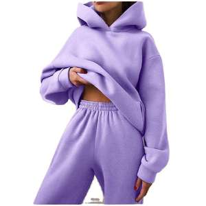 Conjunto Deportivo Nuevo de Alta Calidad para Mujer, Traje de Dos Piezas con Sudadera con Capucha de Forro Polar Cálido, Sudaderas Holgadas de Moda Otoño Invierno - Product Image 1