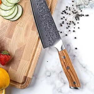 Couteau de Chef de Cuisine Artisanal en Acier Damas Haut de Gamme, Lame à Motif Décoratif, Manche en Bois, Compatible Lave-Vaisselle, Écologique - Product Image 5