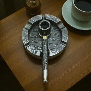 Handcrafted Damascus Steel <b>Ashtray</b> Unique Texture Metal <b>Ashtray</b> for Smokers Tabletop Decor Gift Use - Product Image 4