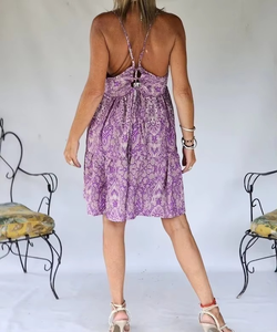 Casual Beach Woolen Sunset Dress-Signature Style Bohemian Knee-Length Loose Fit Breathable Sustainable 100% Cotton Woven Tassel - Product Image 4