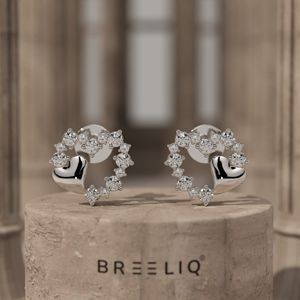 Boucles d'oreilles en diamant 0,23 CT VVS2 couleur G taille ronde, bijoux étincelants en forme de cœur, cadeau d'anniversaire pour femme - Product Image 1
