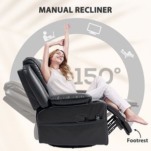 Sillón de Masaje Giratorio Extra Grande Negro con Reposapiés con Calefacción, Bolsillos Laterales y Control Remoto - Product Image 4