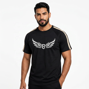 Camiseta de Manga Corta Negra para Hombre, Corte Regular, Cuello Redondo Informal, Tejido de Algodón, Color Sólido - Product Image 2