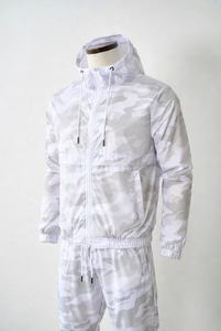 Mens White Camouflage Hooded Windbreaker Tracksuit Lightweight <b>Zip</b> <b>Up</b> <b>Jacket</b> and Jogger Set Waterproof Outdoor Sportswear - Product Image 5