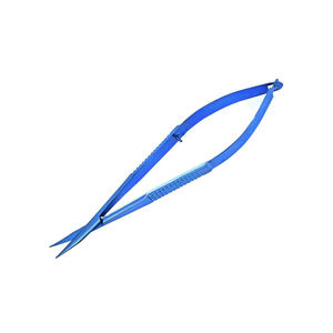 Tijeras de Tenotomía Azules con Puntas Curvas y Obtusas, Instrumento Quirúrgico Oftálmico con Acabado de Titanio - Product Image 2