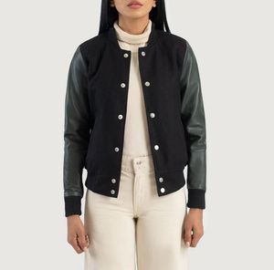 Blouson universitaire streetwear oversize personnalisé pour femme, en laine, col montant, avec logo personnalisé, pour l'hiver, vêtement d'extérieur pour équipe - Product Image 2