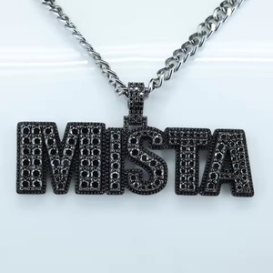 Letter <b>Pendant</b> With Moissanite Stones 925 <b>Silver</b> Black Rhodium Plated Hip Hop Men's Themed Charms Custom <b>Initial</b> Letter <b>Pendant</b> - Product Image 1