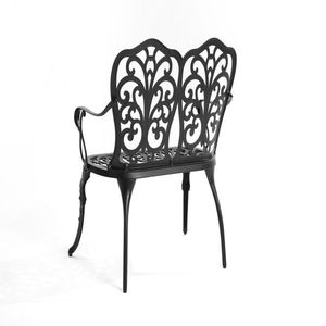 Panca da Giardino in Alluminio Pressofuso Nero per Patio, Parco, Prato, Cortile con Decorazioni Floreali a Rosa, Arredo Esterno per Hotel, Centri Commerciali, Palestre - Product Image 4