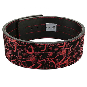 Black <b>Red</b> Patterned 13mm Thick Non-Slip Weight Lifting <b>Belt</b> Metal Buckle Adjustable Waist Support for Strength Training Unisex - Product Image 3