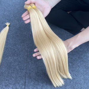 Extensions de cheveux humains bruts vietnamiens en trame nouée à la main, double épaisseur, couleur 613, décoloration, bon prix, livraison mondiale - Product Image 1