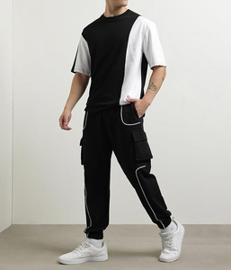 Conjunto Deportivo para Hombre, Camiseta de Manga Corta con Bloques de Color y Pantalones Cargo, Ropa Casual de Verano, Transpirable - Product Image 4