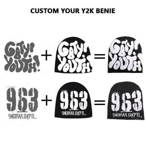 2026 Y2K Inspired High Street Knitted Beanie Hats Custom Design Woven Printed <b>Winter</b> Warm Street Fashion Trendy Beanies <b>Cap</b> - Product Image 5