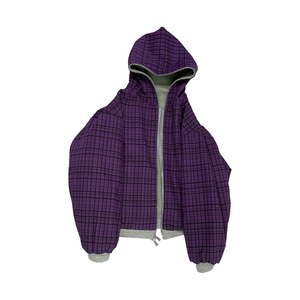 Sudadera con Capucha y Cremallera Extra Grande para Hombre, Color Gris Sólido, Forro a Cuadros, Ropa Casual de Otoño, 100% Algodón, Felpa Francesa Transpirable - Product Image 5