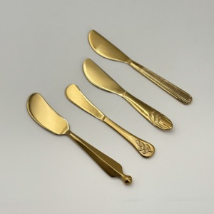 Ensemble de couteaux à fromage portables en acier inoxydable pour usage domestique avec manche en métal, différents designs, finition dorée, couteaux de cuisine - Product Image 4