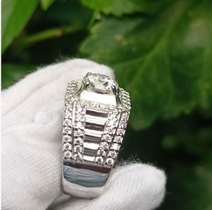 Cut Moissanite <b>Mens</b> <b>Ring</b> 925 Sterling Silver 14K Gold Plated Luxury Classic Engagement Wedding Anniversary Party Prong Setting - Product Image 3