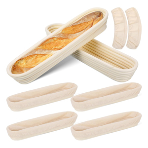 Oval <b>Bread</b> Proofing <b>Basket</b> Set Natural Rattan Dough Rising <b>Basket</b> with Liner and Dough Scraper Tool for Artisan Sourdough <b>Bread</b> - Product Image 3