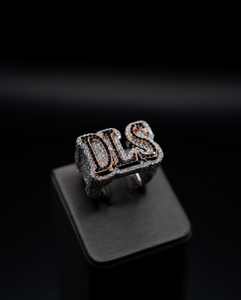 แหวนแต่งงาน/หมั้นแบบฮิปฮอป แร็ปเปอร์ ตัวอักษรแบบกำหนดเอง ประดับเพชร VVS มอยส์ซาไนต์ เงินแท้ 925 พร้อมใบรับรอง - Product Image 2