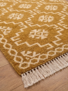 Alfombra Kilim Trenzada a Mano Personalizada, Alfombra Dhurrie Geométrica de Lana para Sala de Estar, Lavable, Apta para Mascotas, con Respaldo de Látex Antideslizante, Tamaño Mediano - Product Image 1
