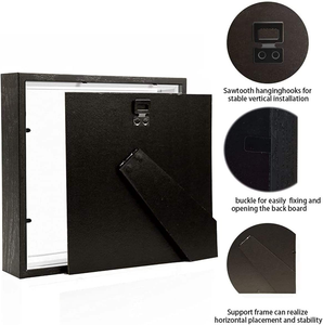 Homco Factory High Quality Custom Classic HD Glass Black <b>White</b> Wood <b>Square</b> Wood Picture Photo <b>Frame</b> Shadow Box With Hook - Product Image 4