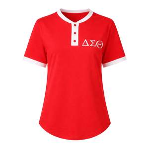 Maglietta Henley Rossa Premium Delta Sigma Theta per Donne, Vestibilità Comoda, Alta Qualità, Abbigliamento Casual per Confraternite Greche - Product Image 4