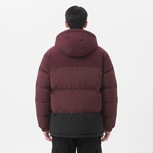 HAWK EYE Blouson matelassé à capuche pour homme, manteau d'hiver color block, vêtement d'extérieur décontracté, coupe-vent avec fermeture éclair et logo sur le devant - Product Image 2
