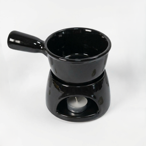 Marmite à fondue en céramique moderne avec poignée et base chauffante à bougie – Bol élégant pour réchauffer le fromage et le chocolat, idéal pour les desserts à la maison et les fêtes - Product Image 6