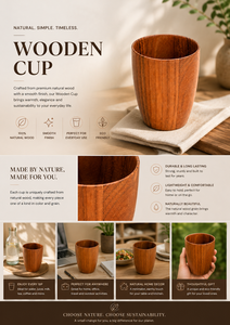 Wooden Beer Cup Minimalist Design Handcrafted Natural Wood Grain Unbreakable Tumbler for Cocktail Party - Product Image 5