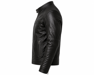 Veste en cuir de luxe pour homme, en cuir véritable et toile, style décontracté streetwear, douce et confortable, style moderne et luxueux - Product Image 5