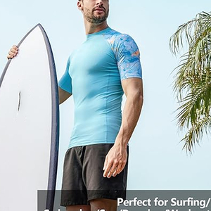 Wholesale Men Rash Guard <b>Compression</b> T <b>Shirt</b> Short Sleeve UV Protection Swim <b>Shirt</b> Custom Logo OEM Factory - Product Image 6