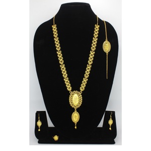 สร้อยคอพร้อมต่างหูชุดเครื่องประดับทองเหลืองแท้ UAE ดูไบสร้อยคอดีไซน์เครื่องประดับชุดกุหลาบ - Product Image 1