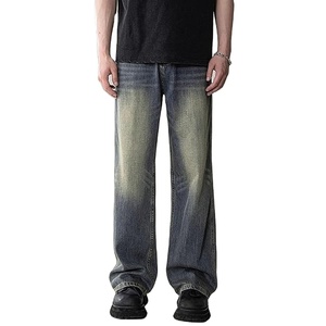 Jean baggy noir délavé pour homme, coupe large, style urbain streetwear, pantalon décontracté - Product Image 1
