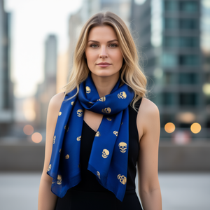 Sciarpa Lunga Fulare con Stampa a Caldo Teschio 70x180cm in Seta, Accessorio Moda - Product Image 2