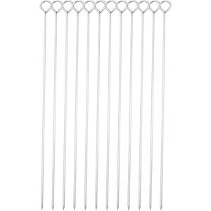 12 Inch Stainless Steel <b>BBQ</b> Skewers Shish Kebab Kabob Skewers Set of 12 Barbecue Accessories - Product Image 1