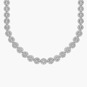 Diamond Disk Cluster Eternity <b>Necklace</b> In White Gold - Product Image 1