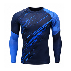 T-shirt de compression pour homme pour l'entraînement en salle de sport, vêtements de sport personnalisés, respirant, séchage rapide, extensible, haut de gamme pour le fitness, vente en gros OEM UE US - Product Image 1