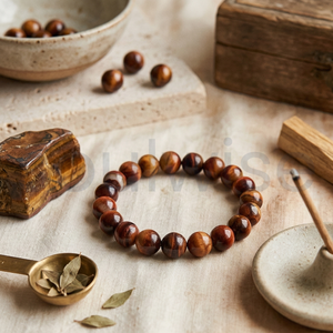 Divine Solutions <b>Red</b> Tiger Eye <b>Bracelet</b> with Buddha Charm-Unisex Gift for Hindu Occasions - Product Image 5