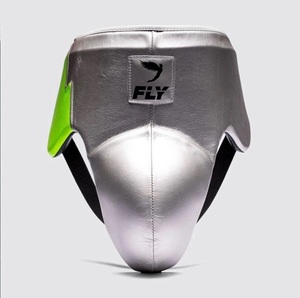 Hot Selling Premium Fly <b>Silver</b> Green Boxing Sparring Set Genuine Leather Training <b>Gloves</b> Adjustable Strap Headgear Groin Guard - Product Image 4