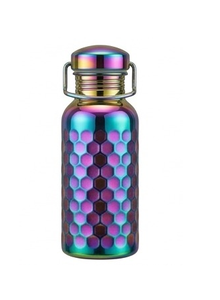 Best Selling Eco Friendly 2-Piece Copper Water Bottles Blue Double Tone Finish Hexagon Pattern Modern Design Portable Travel - Product Image 2