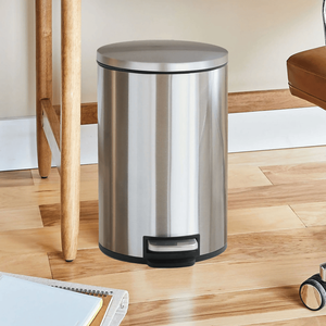 Stainless Steel Step Trash Can 3.1 Gallon Small <b>Bathroom</b> Garbage <b>Bin</b> <b>with</b> Soft Close <b>Lid</b> Silver - Product Image 3