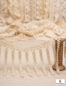 Ribete de encaje con flecos HitJem Export, borde decorativo de algodón con borlas para textiles de moda - Product Image 2