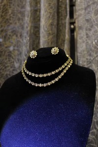 Ensemble de collier choker à deux rangs en argent afghan Polki Diamond, élégant et fait main, avec motif floral assorti - Product Image 6