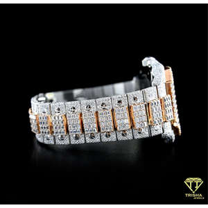 Montre pour homme en argent sterling 925 avec cadran en diamant de laboratoire VVS de qualité supérieure, bicolore, carré, style baguette, quartz, hip-hop - Product Image 3