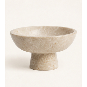 Vente en gros de bols sur piédestal en marbre beige naturel de luxe, bol à fruits moderne sur pied en pierre pour centre de table, décoration intérieure - Product Image 5