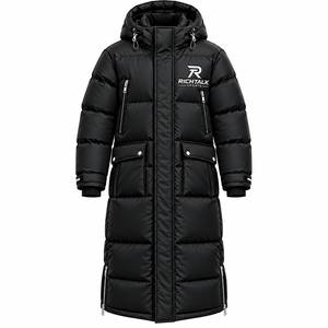 Chaqueta Larga Acolchada con Capucha para Hombre, Cortavientos, Gruesa, de Poliéster, Deportiva, para Invierno, con Logotipo Frontal y Cierre de Cremallera - Product Image 4