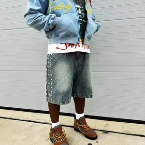 Shorts en jean déchirés à strass pour hommes, tendance, vente chaude, été, vente en gros, vêtements décontractés, fournisseur en gros - Product Image 6